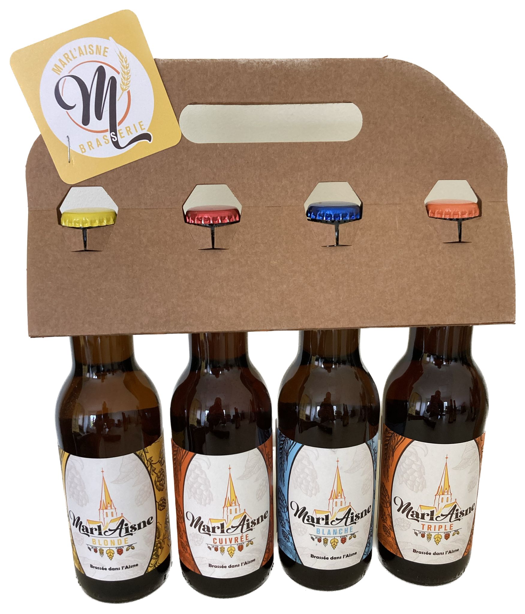 Pack découverte 4 bières Marl'Aisne — Blonde, Cuivrée, Blanche, Triple